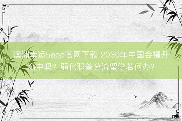 澳洲幸運5app官網下載 2030年中國會擢升高中嗎?弱化職普分流留學若何辦?