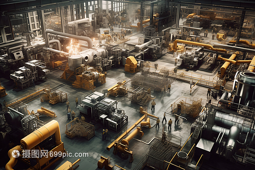 堆滿機械的工廠